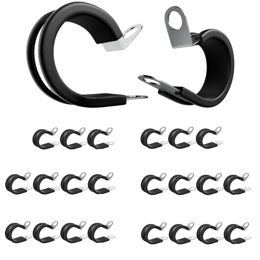 24PCS Rubber Cushioned Cable Clamp 3/4 Inch 19mm Loop Clamp Durable Pipe Clip  Household