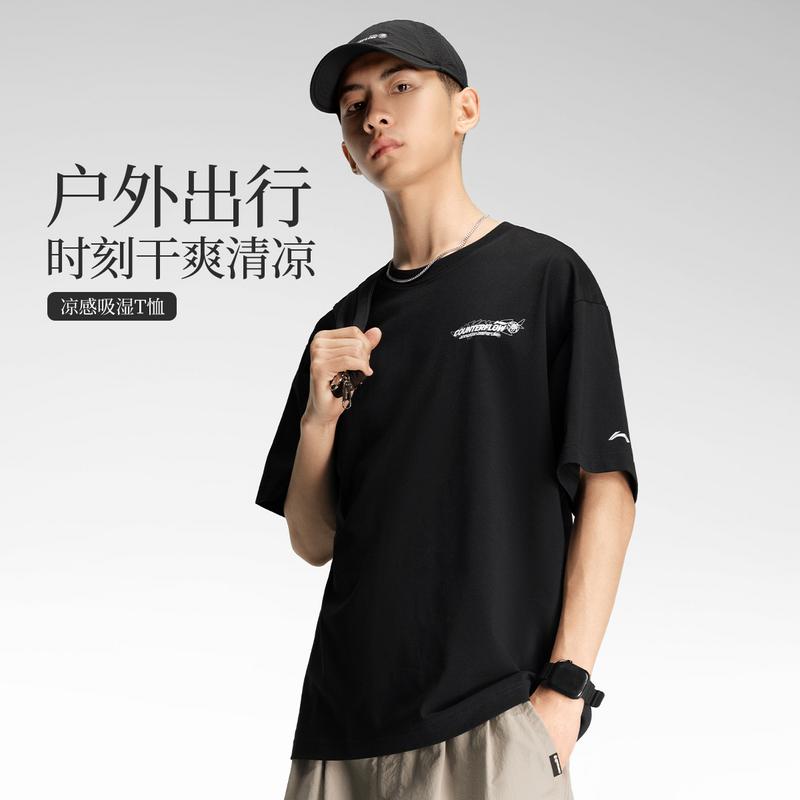 Li Ning Outdoor Футболки для трейсинга CF Унисекс Черные с круглым вырезом ATSW045-2
