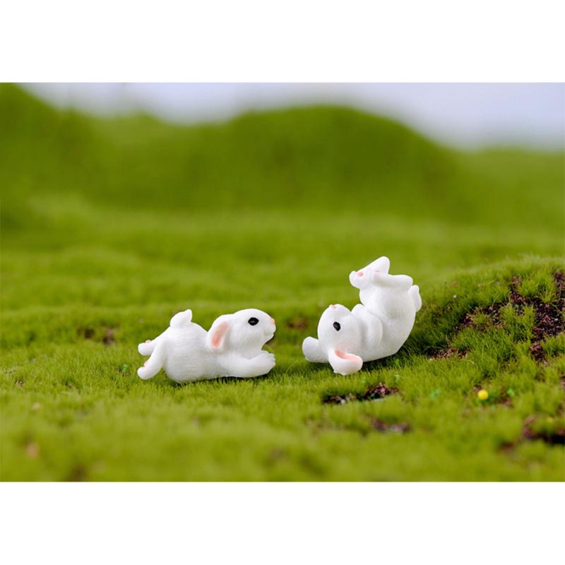 4 шт., искусственный кролик, семейные украшения из смолы, милые миниатюрные фигурки животных с микропейзажем