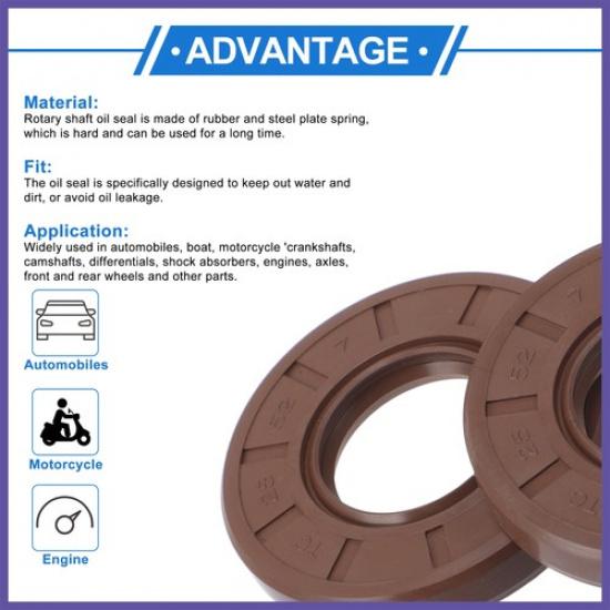 Сальник Уплотнительное кольцо Сальник вращающегося вала Резина FKM 25x52x7мм 2шт.