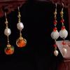 Antique Earrings Hanfu Earrings Women'S Retro Earrings With Cheongsam Pearl Tassel Ear Hook Antique Accessories Persimmon Pumpkin
