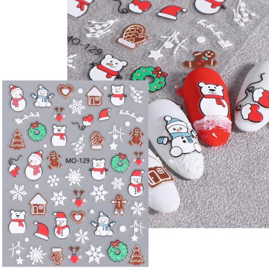 Наклейки для дизайна ногтей с Рождеством, ультратонкие самоклеящиеся, мультяшный снеговик, медведь, снежинка, гном, милые наклейки, аксессуары для маникюра «сделай сам», Новый год, праздник