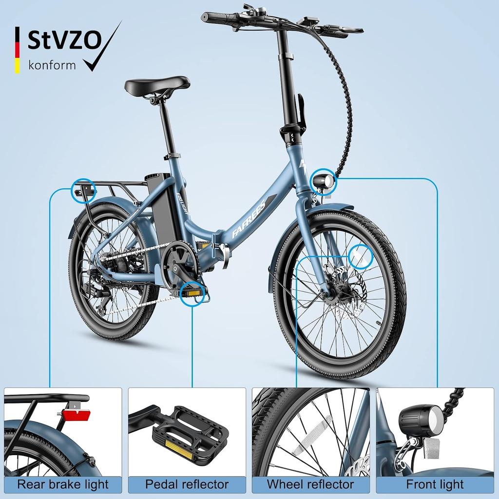 Fafrees F20 Light Folding E-Bike 36V 20Ah Battery 250W Motor 20" Compact Electric Bike 7-Speed Shimano