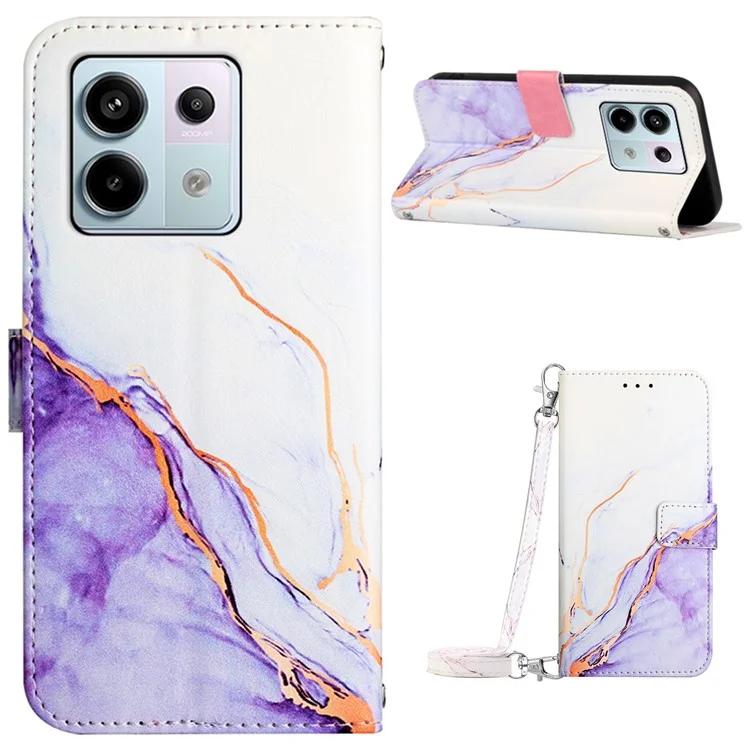 YB Pattern Printing Leather Series-6 для Xiaomi Redmi Note 13 Pro 5G / Poco X6 5G кожаный чехол с ремешками