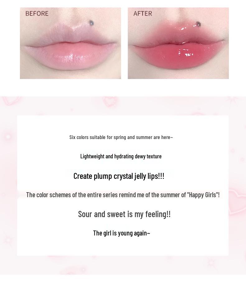 Набор помад Gege Bear: Увлажняющий, глянцевый желеобразный финиш с цветочными оттенками для девчачьего образа