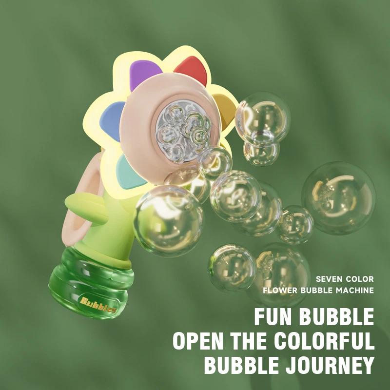 2025 Dacing Sunflower Bubble Machine Swing Electric Automatic Bubbles Maker Pomperos Soap Blower Party Outdoor Toys for Kids Gif