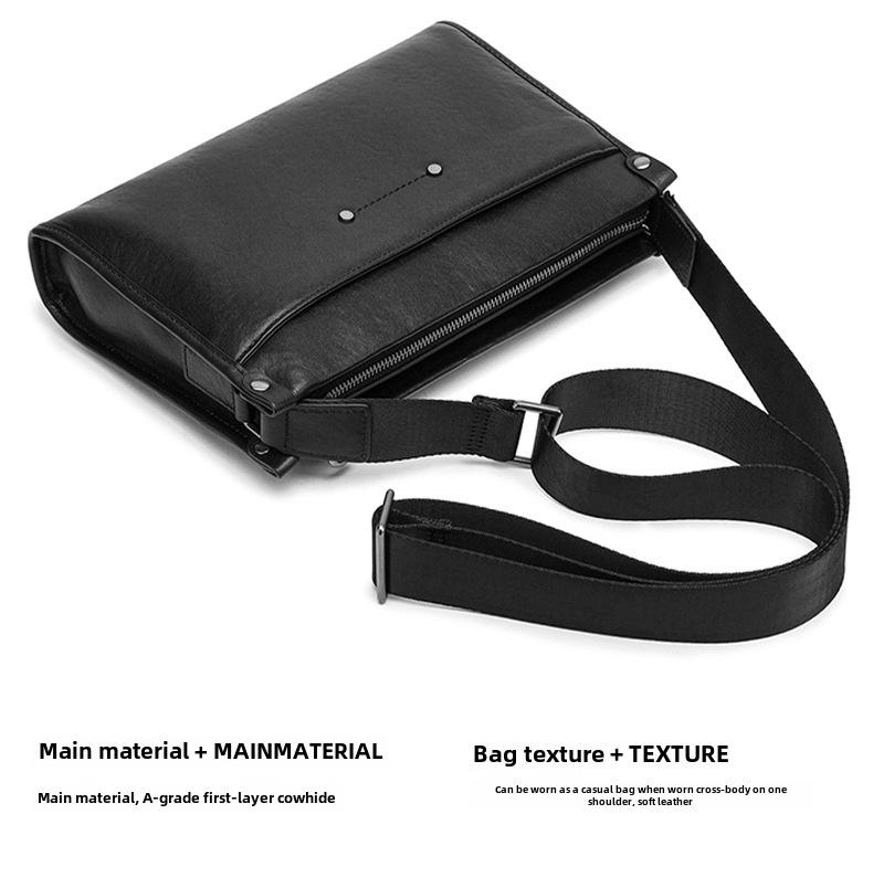 Men's Genuine Leather Trendy Waterproof Shoulder Bag - Large Capacity and Casual Style