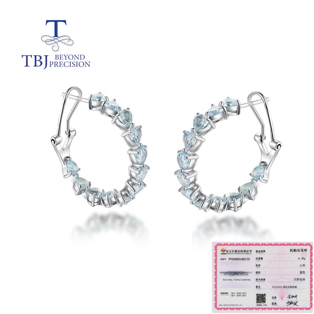 Модный вид Сердце 4 мм Серебряные серьги-кольца натуральный гранат небесно-голубой топаз романтические украшения подарок серебро 925 пробы для женщин