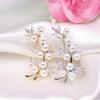 Pearl Flower Brooch Stylish Zircon Pearl Leaf Corsage Flower Chest Decoration Graduation Ceremony Entrance Ceremony Wedding Recital Interview Party