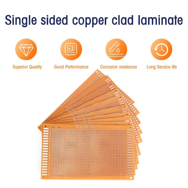 5 шт. 9x15 см 9*15 см Односторонняя макетная плата Универсальная плата Экспериментальная бакелитовая медная плата Желтая