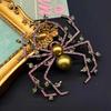 Vintage Middle Design Classic Big Spider Crystal Badges Pins For Women Men Palace Baroque Retro Insect Casual Brooches Corsage