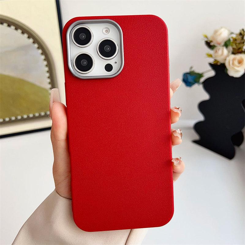 TPU Soft Matte Magnetic Housing iPhone 16 Pro Max 15 Plus 14 Pro 13 12 11 Solid Color Leather Texture Shock Proof Case