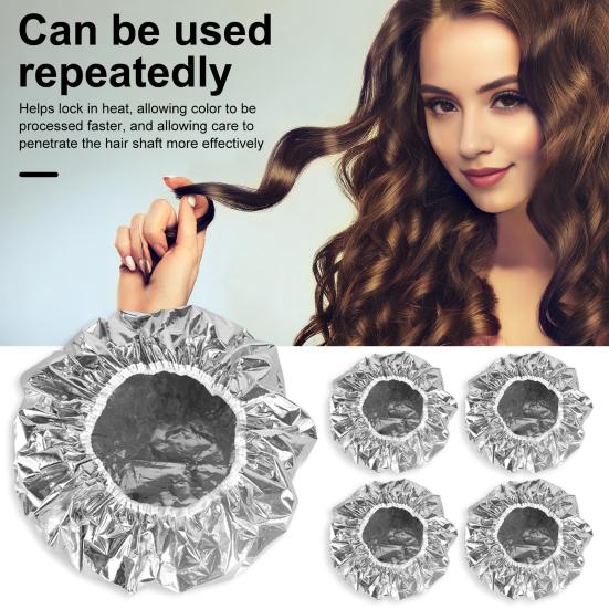 5 шт., алюминиевая фольга, теплая шапка для волос, многоразовая профессиональная обработка горячим маслом, глубокое кондиционирование, нагревательная обработка, шапка для ухода за волосами