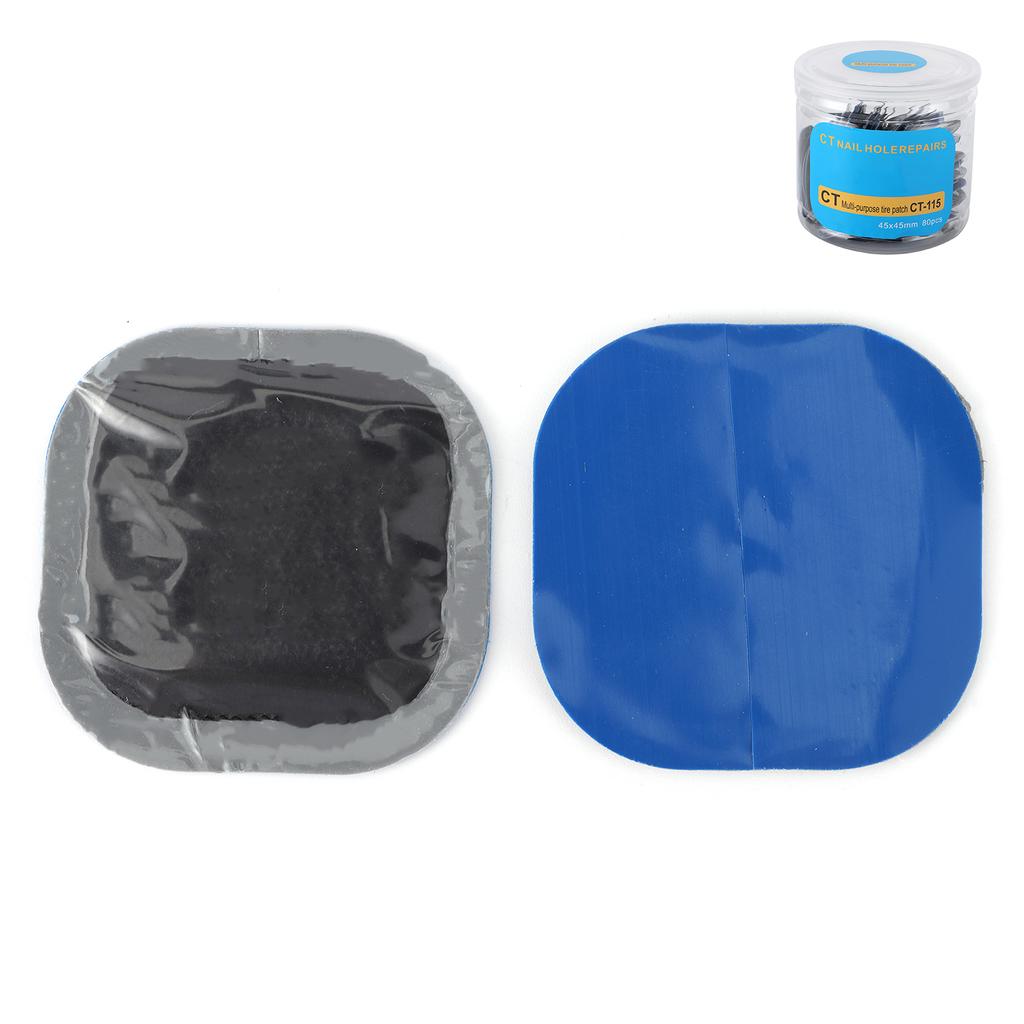 80Pcs Tire Patch Puncture Repair Rubber Stick Tool 45x45mm Universal for Car Motorcycle