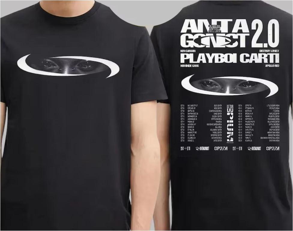 Антагонист 2.0 Playboi Carti US Tour 2025 Постер Футболка, репринт Унисекс Футболка