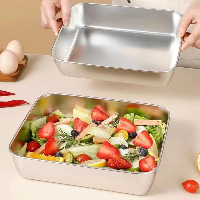 JingQingFu Stainless Steel Square Food Tray Set with Lids