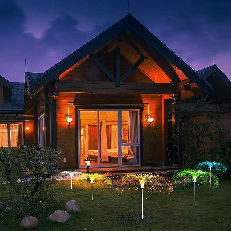 7-цветный солнечный светильник для газона, 2-слойные огни для рождественской елки, светодиодные светильники для ландшафтного дизайна двора, водонепроницаемые уличные декоративные светильники