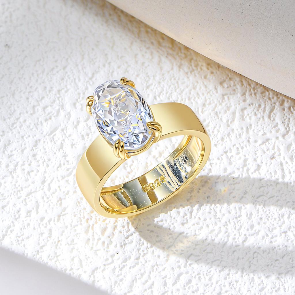 OEVAS 4.5CT 8X12MM Овальные кольца с муассанитом для женщин S925 Серебро Сверкающее Обручальное кольцо Вечеринка Изящные украшения Подарок