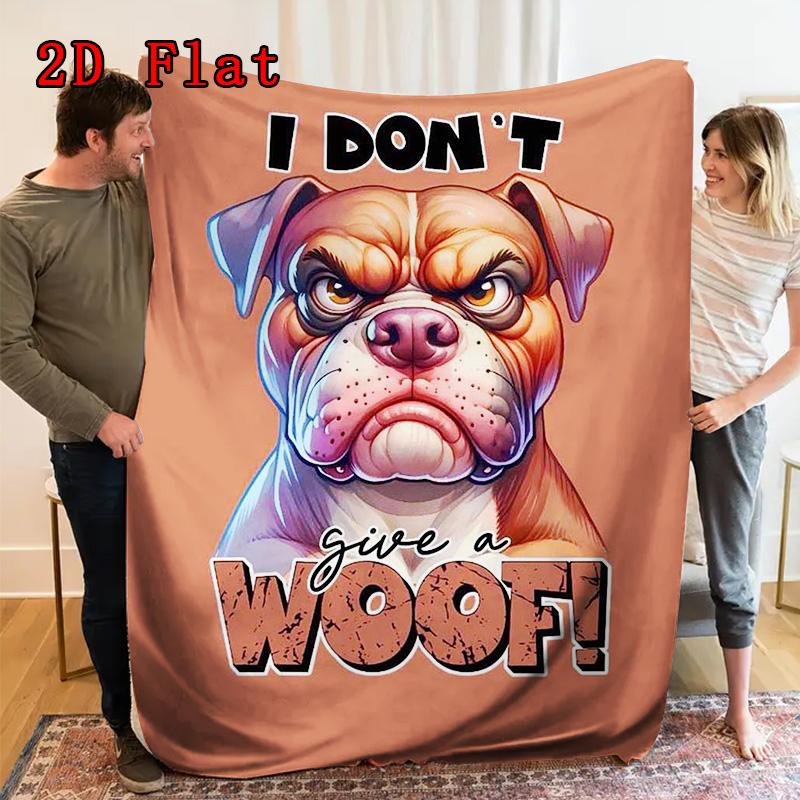 Angry puppy 2D Flat Pattern Flannel Blanket High quality All Seasons Warmth and Comfort Perfect for Christmas Gifts.