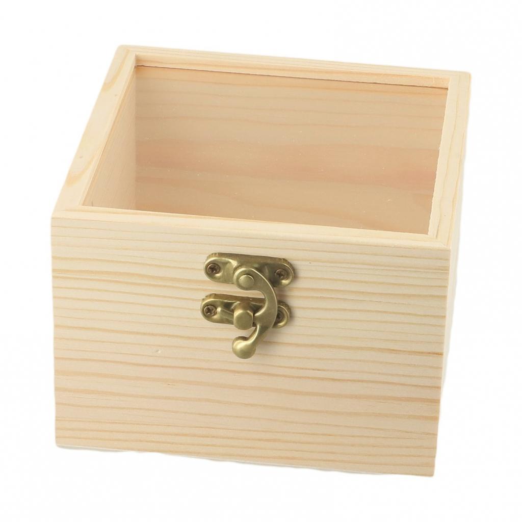 Personalizable Wooden Square Box for Crafts Gifts and Jewelry Storage