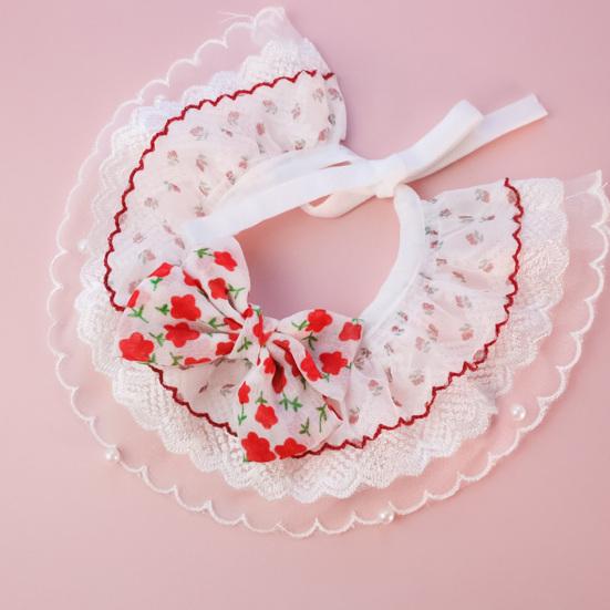 Нагрудник для домашних животных, кружевная отделка, приятна для кожи, тонкая текстура, износостойкая, не вызывает раздражения, легко носить.