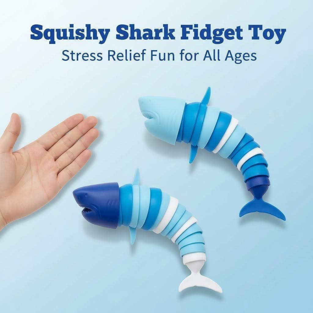 Toys Fidget Slug 3D Articulated Stretch Shark Stress For Adults Kids Anti-Anxiety Office Desk Toy Gifts For Kids Adults Children's Birthday Gift
