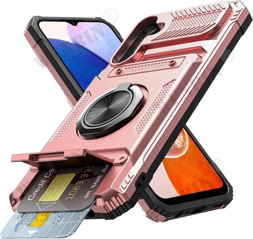 Чехол для Samsung S26 Ultra S2 S24 S23 Ultra A7 A37 A17 с магнитным поворотным кольцом-подставкой, усиленный, защита от падений, кошелек
