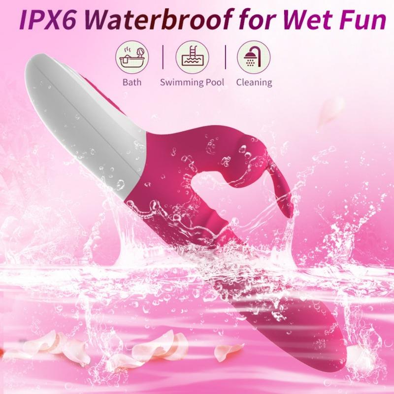 3 IN 1 Rabbit Female Vibrator Powerful G-spot Retractable Rotating Clitoral Vaginal Stimulator Female Masturbator Adult Sexy Toys