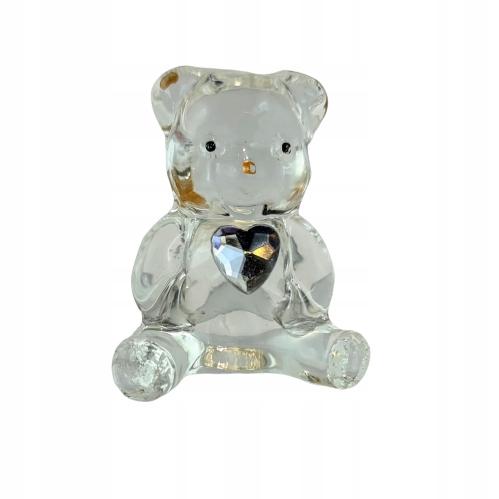 Glass Teddy Bear with Heart 3×4×2cm