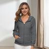 Women Fall Winter Hoodie Thick Plush Zipper Closure Long Sleeves Pure Color