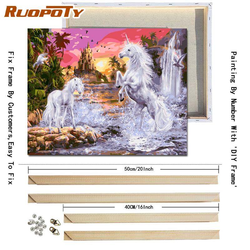 RUOPOTY With DIY Frame Animals Oil Painting DIY Digital Painting By Numbers Modern Wall Art Hand Painted Oil Painting For Home Decor