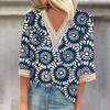 Женские повседневные свободные рубашки с кружевной отделкой и V-образным вырезом Топы с принтом Футболки Футболки