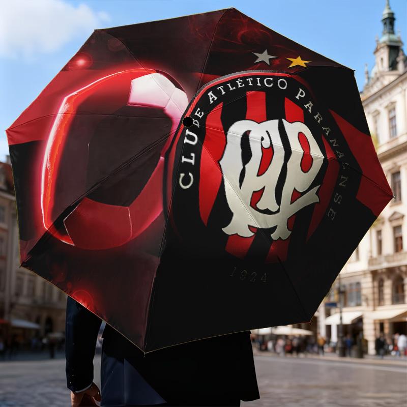 Atletico Paranaense Crest Automatic Folding Umbrella - 8-Rib Travel Umbrella with Auto Open/Close & Portable Gifts for holidays or birthdays