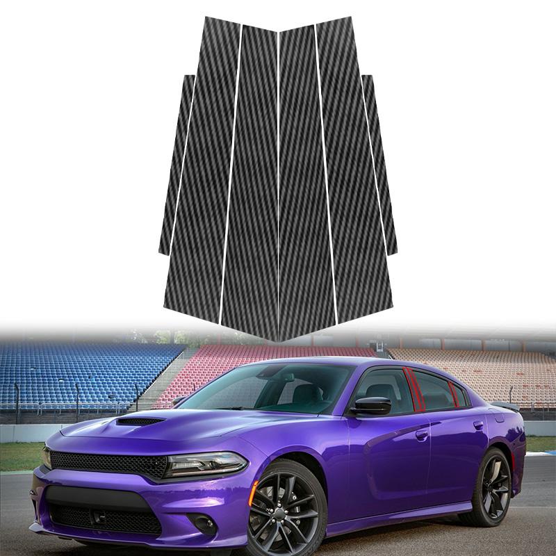 6 шт. для Dodge Charger 2011-2023 эффект карбонового волокна на зеркалах, накладка на среднюю стойку двери, центральную стойку BC