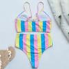 Бикини с высокой талией, женский купальник с пуш-ап, женский Радужный купальник, сексуальный комплект бикини, купальный костюм, пляжная одежда, купальный костюм