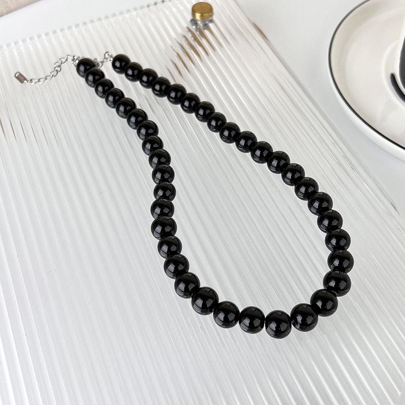 Черное стеклянное ожерелье из бисера, легкое роскошное холодное ветровое крутое шикарное колье-колье для женщин