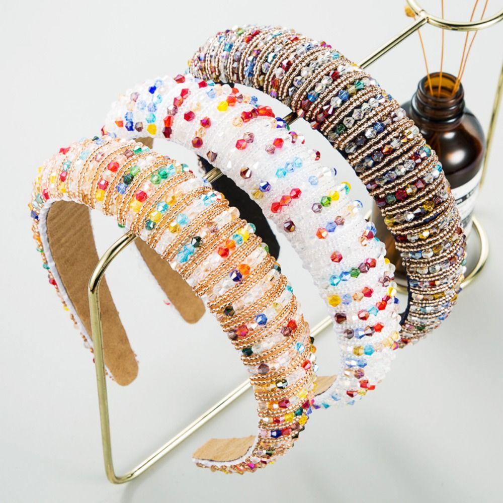 Elegant Baroque Crystal Headband Beads Rhinestone Hair Hoop Vintage Hair Accessories Wedding