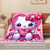 1pc pcs Hello Kitty Valentine's Day Heart Balloon Flannel Blanket - Seasonal Home Decor, Soft and Comfortable, Suitable for All Ages, Machin