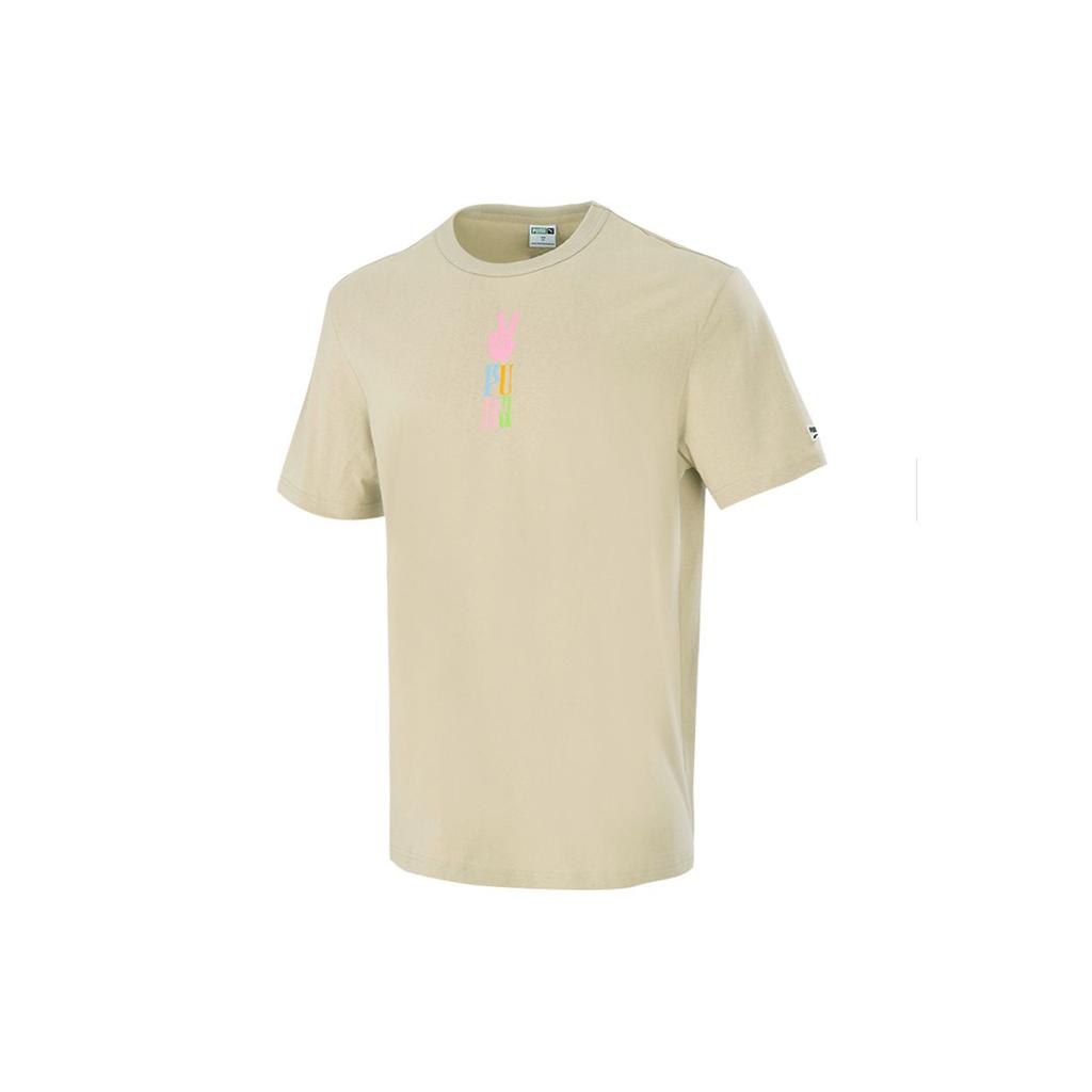 Puma Футболка с коротким рукавом и круглым вырезом с мультяшным принтом, мужские топы цвета хаки 533039-42