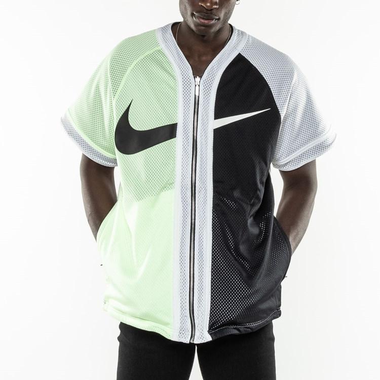 Nike Двусторонняя бейсбольная куртка на молнии с короткими рукавами Мужская верхняя одежда Черный Белый Желтый AV8269-701