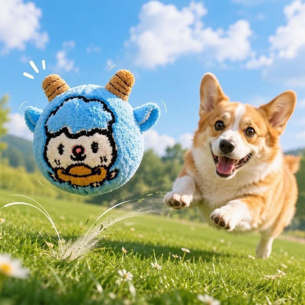 Bite Resistant Plush Dog Toy Ball Soft Squeaky Dog Toy Cute Dog Training Toy Ball Fetch Play