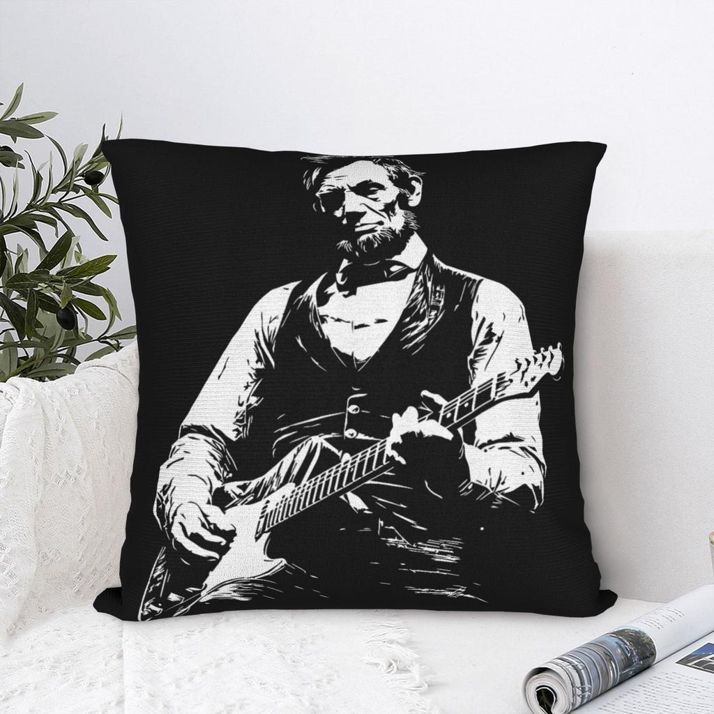 Pillow Cover President Abraham Lincoln Playing Guitar Abe Lincoln Fashion Pillow Case For Sofa Bed Living Room Pillowcases