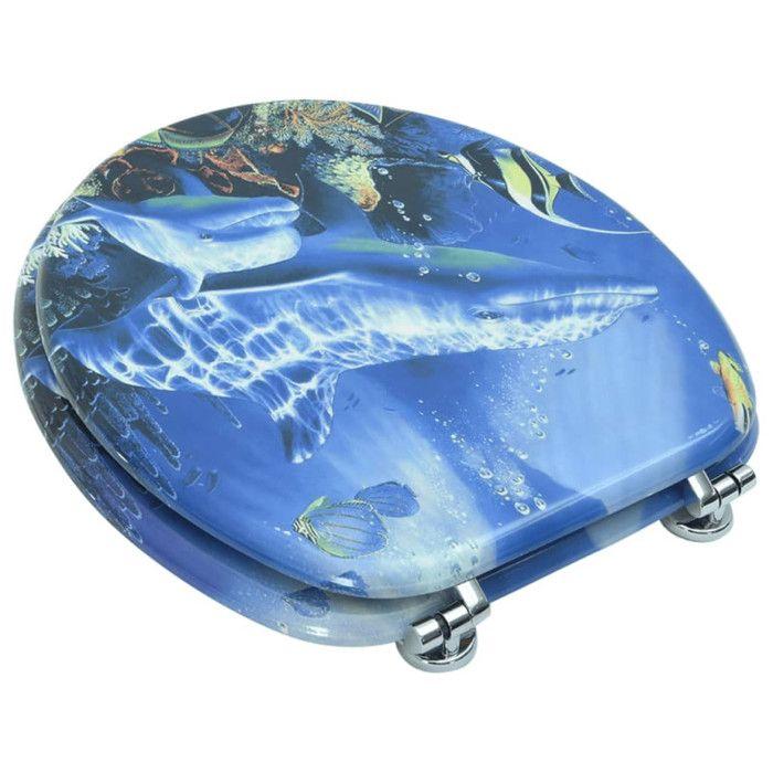 VidaXL Toilet Seat with Lid MDF Dolphins