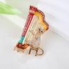 Fashion Rhinestones Playing Harp Cat Brooches For Women Clothing Coat Accessries Gifts