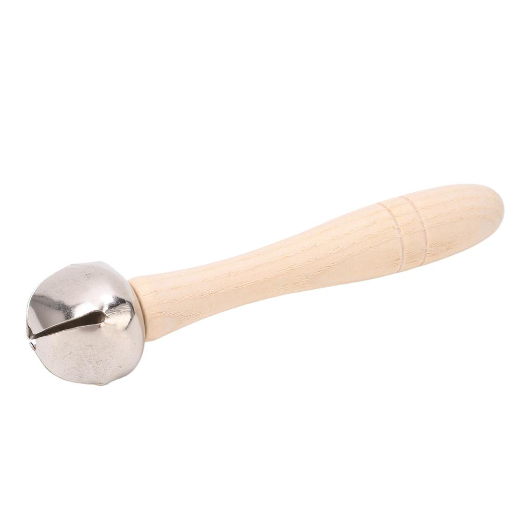 Wooden Jingle Hand Bell Solid Wood Handle Stick Shaker Children Musical Instrument Orff Toy Round