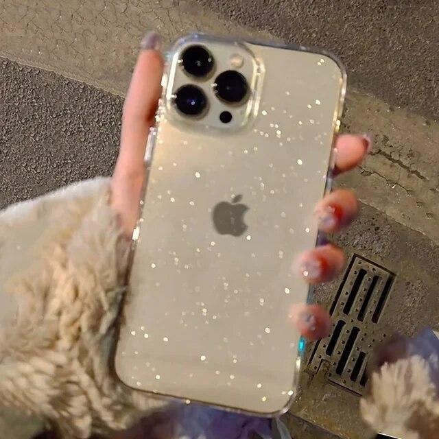Luxury Bling Glitter Clear Phone Case For iPhone 15 14 13 12 11 Pro Max X XR XS 7 8 Plus SE 2 Shockproof Transparent Soft Cover