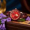 Женские деревянные часы GRISON GRL-001 из жакаранды, аналоговые, кварцевые, водонепроницаемые, легкие 50 г, розовое золото, стильные