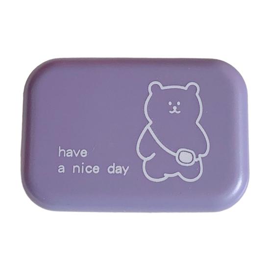 Cute Contact Lens Case Portable Portable Double Box with Tools Bear Print Lens Holder Easy to Carry Spill-proof Lens Storage for Daily Use Travel
