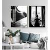 Woman Posters Wall Art Pictures Living Room Home Decor Black and White Sexy Window Girl Nordic Canvas Painting Fashion Beautiful