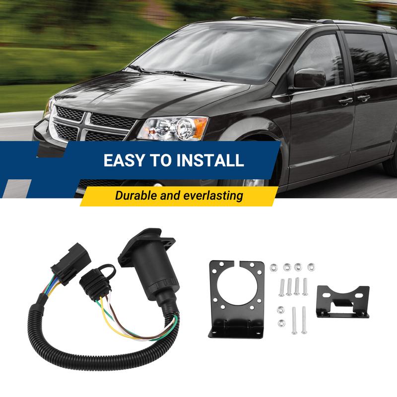 ABLZ-56038366AB Trailer Wiring 7-Way Pin Connector Plug For Dodge Ram Durango Jeep Chrysler
